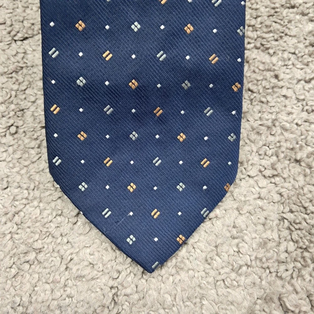 The Tog Shop Vintage Navy‎ Blue Geometric Square Pattern Polyester Necktie